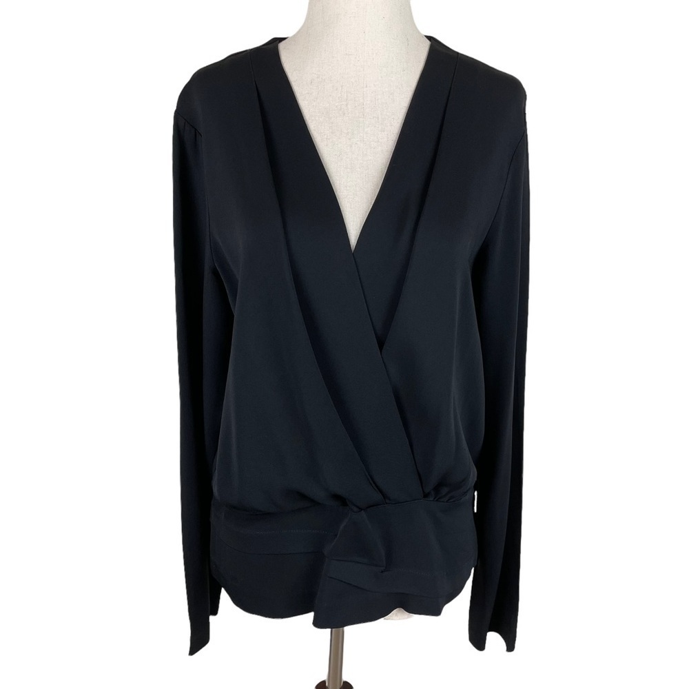 Nicole Miller Artelier Long Sleeve Faux Wrap Blouse